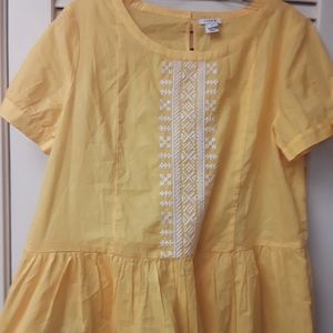 J. Crew Yellow Embroidered Peplum Top NWT